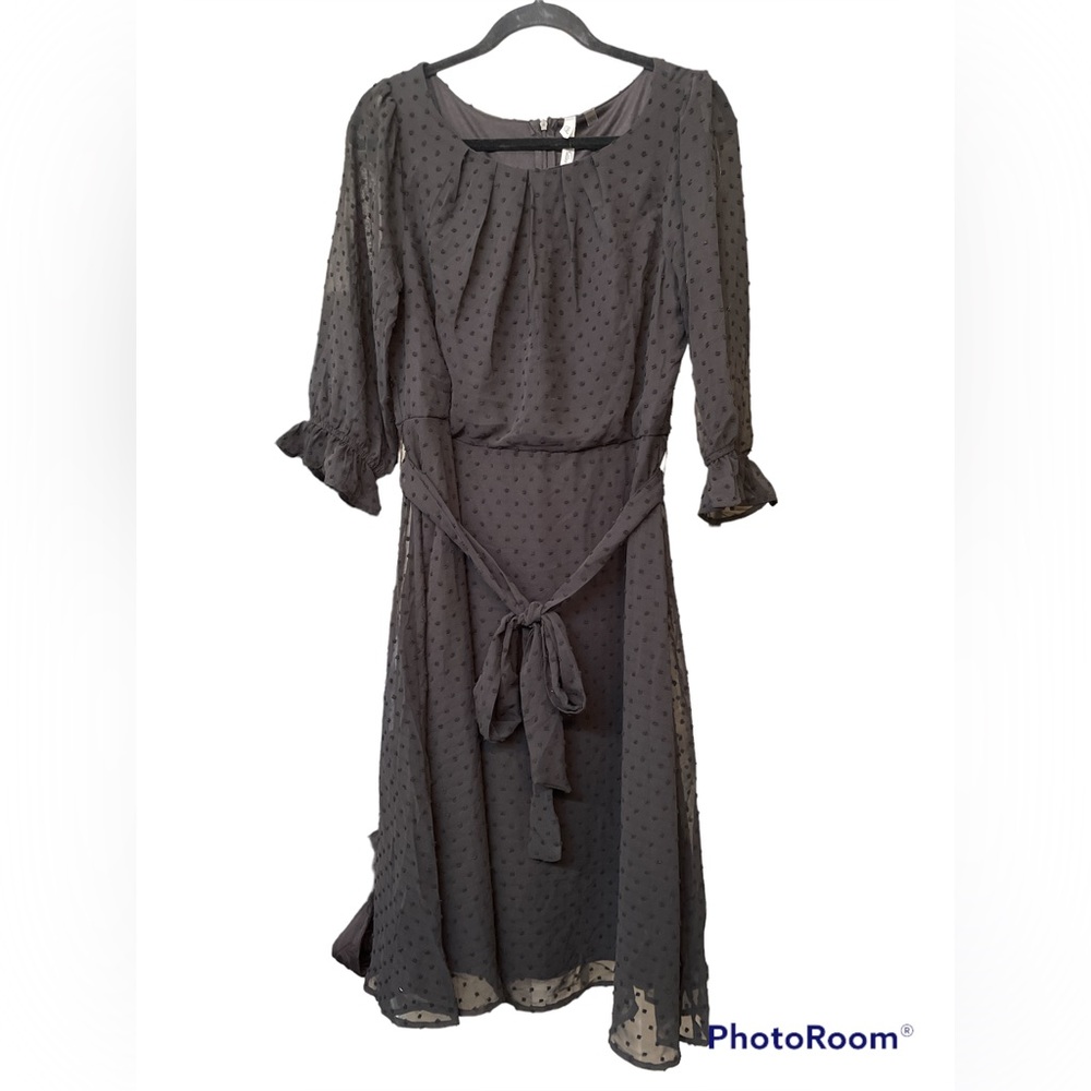 NY Collection 3/4 sleeve chiffon black dress